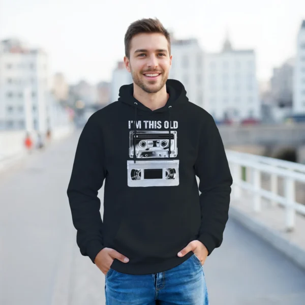 I'm This Old , Retro Cassette and VHS Tape Pullover Hoodie , Classic Unisex Comfort