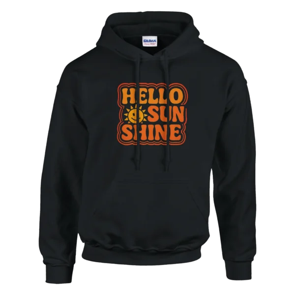 Retro 'Hello Sunshine' Pullover Hoodie , Classic Unisex Comfort and Style