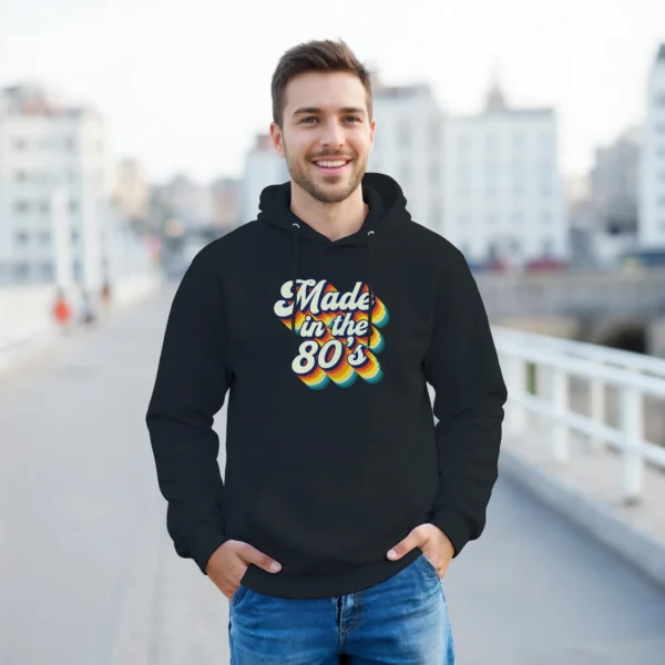 Retro 80s Vibe Unisex Pullover Hoodie , Vibrant Style and Comfort , Gildan 18500