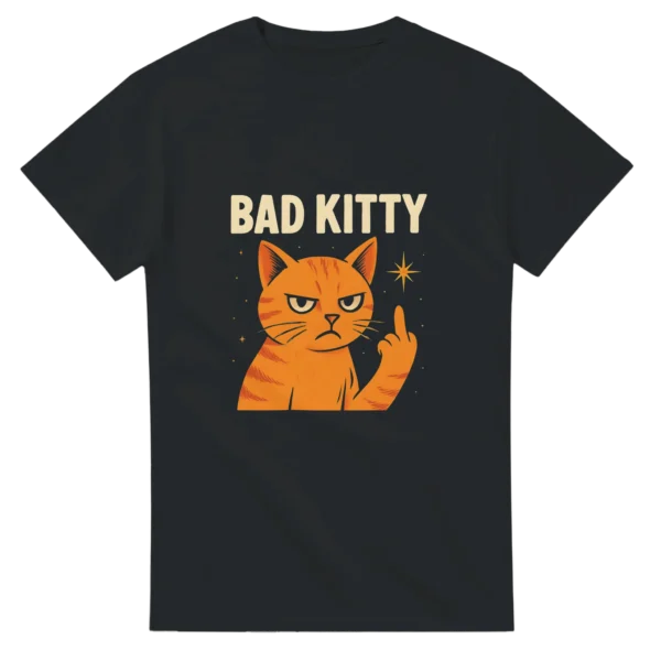 Bad Kitty Attitude T-Shirt , Sassy Orange Cat Crewneck in Your Choice of Dark Heather or Black