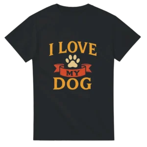 I Love My Dog Paw Print Graphic T-shirt , Classic Pet Lover Apparel in Rich Hues