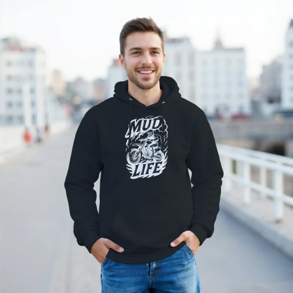 Mud Life Motocross Enthusiast Hoodie , Classic Unisex Pullover for Dirt Bike Riders
