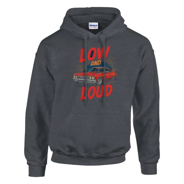 Low and Loud Classic Car Art Pullover Hoodie , Vintage Hot Rod Style