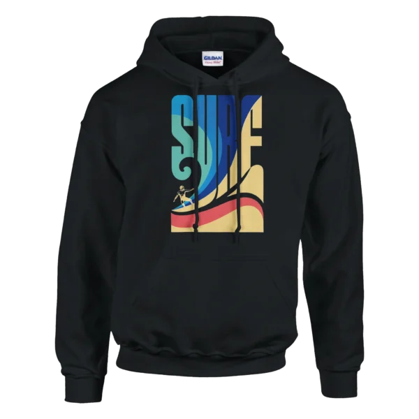 Retro Surf Vibe Pullover Hoodie , Classic Unisex Comfort and Style
