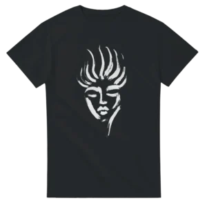 Abstract Face Brushstroke Art Heavyweight Unisex Crewneck T-shirt , Modern White and Black Style