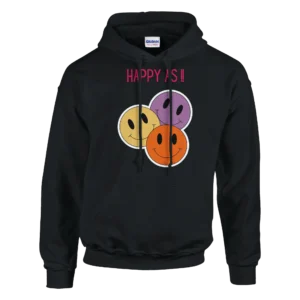 Happy As! Retro Smiley Face Hoodie , Classic Unisex Pullover Hoodie