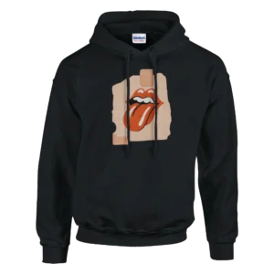 Iconic Red Lips and Tongue Hoodie , Vintage Rock Band Pullover , Gildan 18500 in Your Choice of Color and Size
