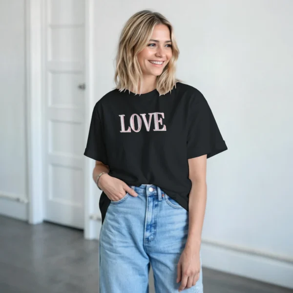 Neon Love Statement Tee , Heavyweight Unisex Crewneck T-shirt in Your Choice of Bold Hues