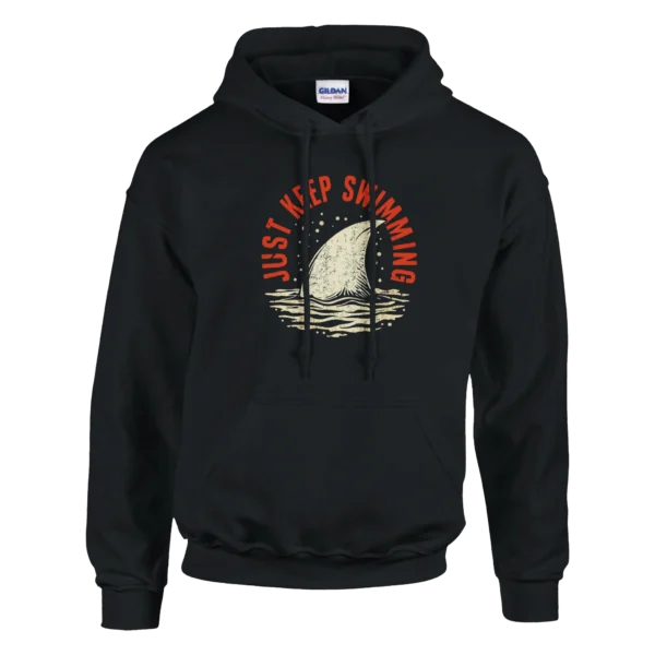 Keep Swimming Shark Fin Hoodie , Stay Resilient and Motivated Unisex Pullover