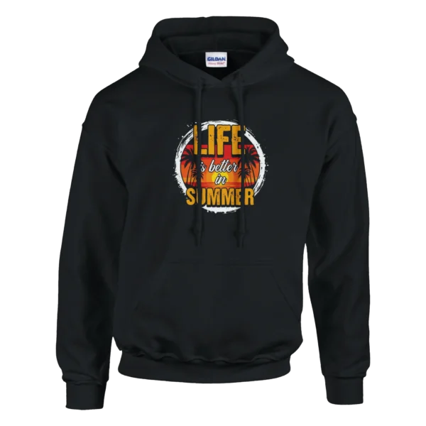 Summer Vibes Classic Unisex Pullover Hoodie , Life is Better in Summer Sunset Design