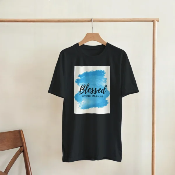 Blessed Beyond Measure Tee , Vibrant Blue Brushstroke Design Unisex Heavyweight Crewneck T-shirt