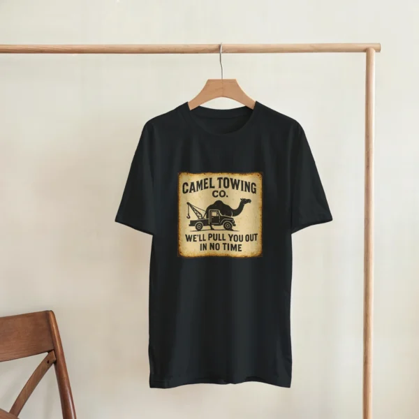 Camel Towing Co. Vintage Sign Inspired T-Shirt , Rustic Humor Unisex Tee in Your Choice of Classic Hues