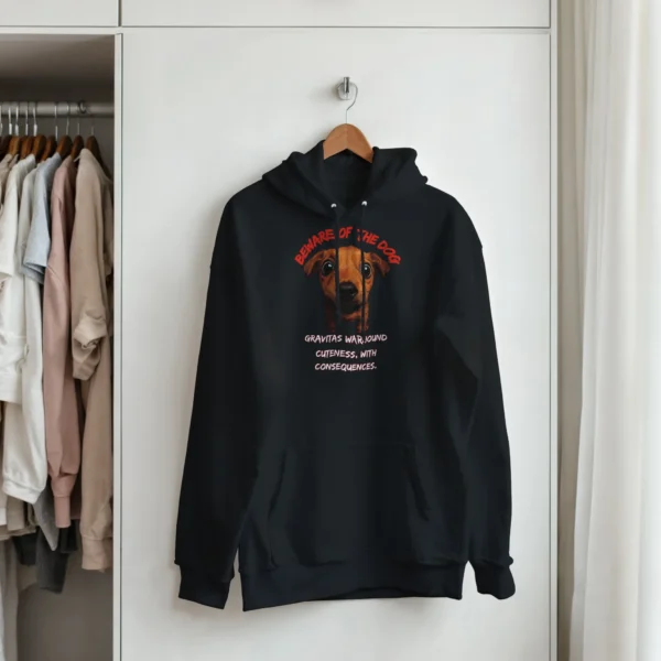 Beware of the Cute Puppy Pullover Hoodie , Gravitas Warhound Cuteness, with Consequences.