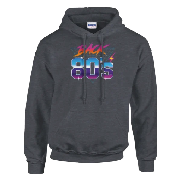 Retro 80s Vibe Pullover Hoodie , Vibrant Neon Back to the Eighties Style , Sizes S-5XL