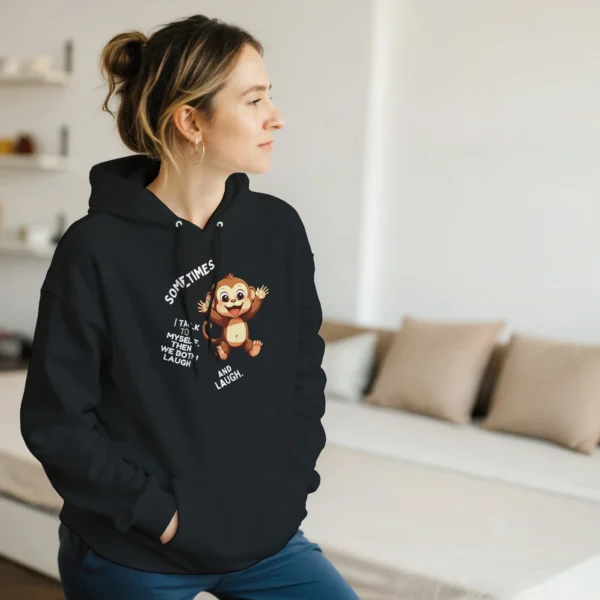 Funny Monkey "Talk to Myself" Classic Unisex Pullover Hoodie , Gildan 18500