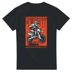Motocross Adrenaline Dirt Bike Rider Tee , Heavyweight Unisex Crewneck T-shirt , Your Choice of Bold Hues