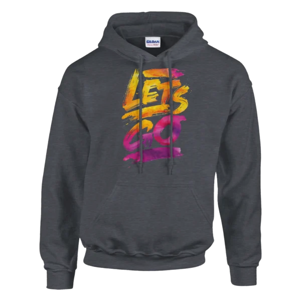 Unisex 'Let's Go' Watercolor Ombre Hoodie , Vibrant Pink and Orange Blend