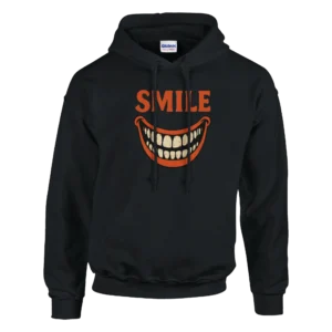 Retro Spooky Grin Smile Hoodie , Classic Unisex Pullover Hoodie for Halloween and Beyond
