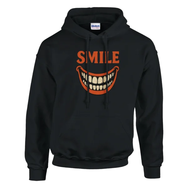 Retro Spooky Grin Smile Hoodie , Classic Unisex Pullover Hoodie for Halloween and Beyond