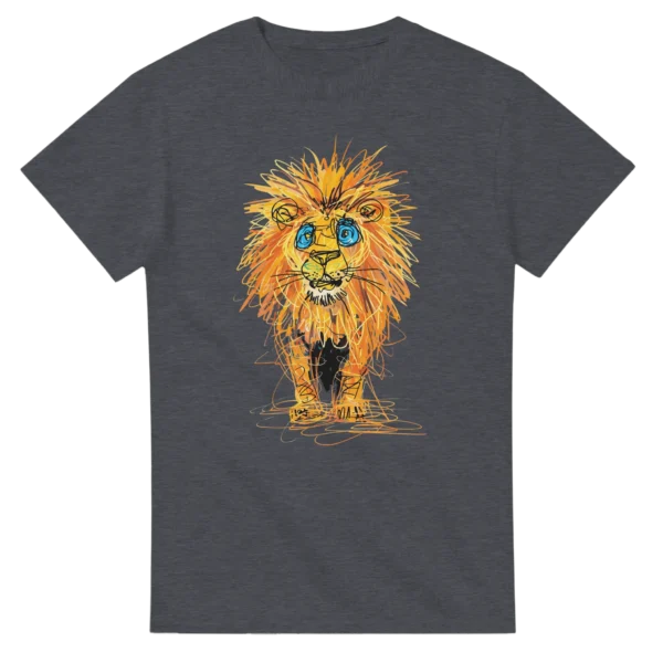 Abstract 'King of the Jungle' Tee , Vibrant Scribble Art Lion Heavyweight Crewneck T-shirt