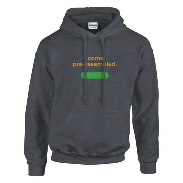 Pre-Assembled Comfort: Classic Unisex Pullover Hoodie , Gildan 18500 in Dark Heather and Black