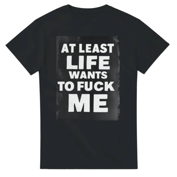 Bold and Edgy "Life Wants To F Me" Heavyweight Unisex Crewneck T-shirt , Statement Streetwear in Your Choice of Color