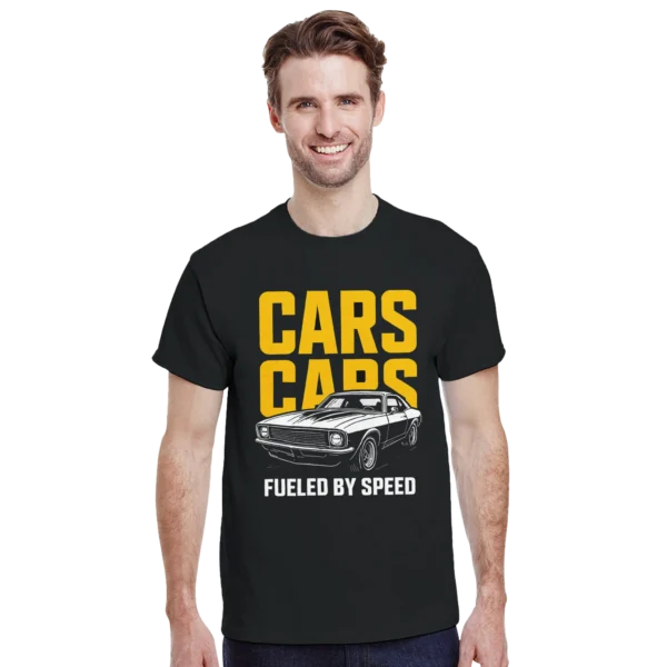 Classic Muscle Car Tee: 'Fueled by Speed' Heavyweight Unisex Crewneck T-shirt in Your Choice of Bold Hues