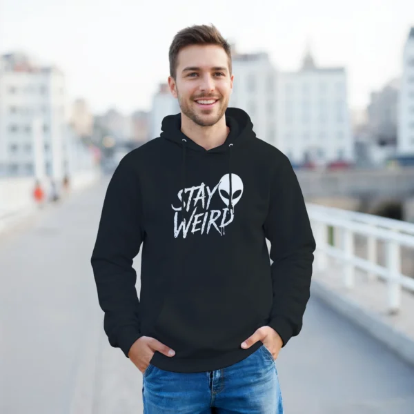 Stay Weird Alien Dripping Font Unisex Hoodie , Gildan 18500 - Embrace Your Unique Style