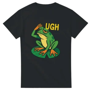 Feeling That Monday Vibe? 'Ugh' Frog Heavyweight Unisex Crewneck T-shirt in Your Choice of Bold Hues