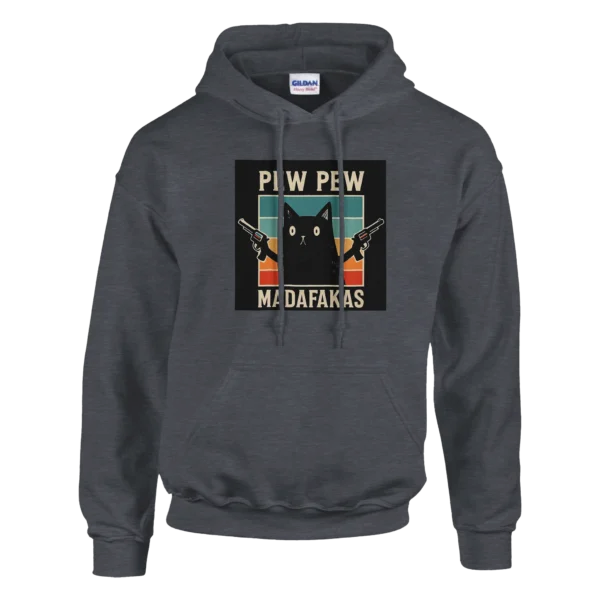 Pew Pew Madafakas Cat Pullover Hoodie , Retro Cool Cat Lover Gift