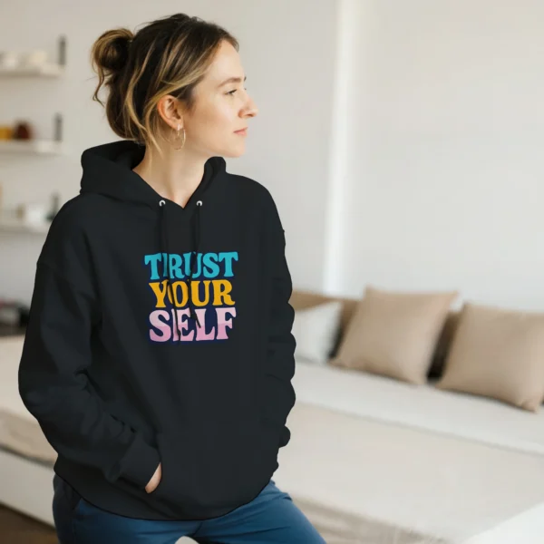 Retro Empowering 'Trust Yourself' Hoodie , Unisex Heavy Blend Pullover