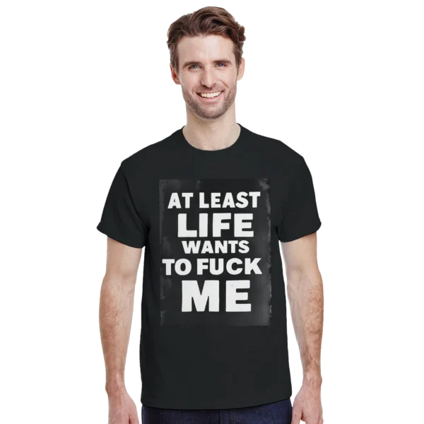Bold and Edgy "Life Wants To F Me" Heavyweight Unisex Crewneck T-shirt , Statement Streetwear in Your Choice of Color