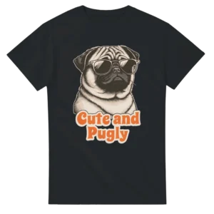 Cute and Pugly Pup Graphic Tee , Heavyweight Unisex Crewneck T-shirt in Your Choice of Stylish Colors