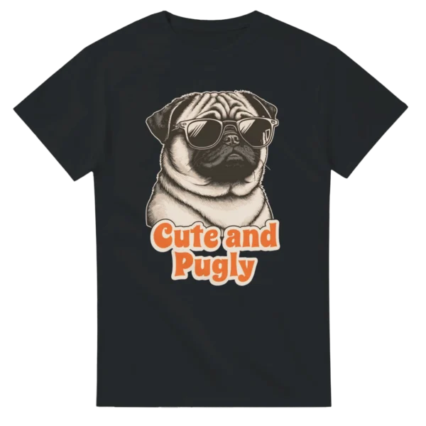 Cute and Pugly Pup Graphic Tee , Heavyweight Unisex Crewneck T-shirt in Your Choice of Stylish Colors