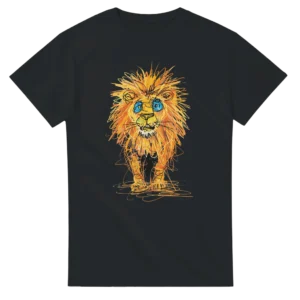 Abstract 'King of the Jungle' Tee , Vibrant Scribble Art Lion Heavyweight Crewneck T-shirt