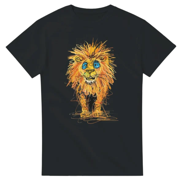 Abstract 'King of the Jungle' Tee , Vibrant Scribble Art Lion Heavyweight Crewneck T-shirt