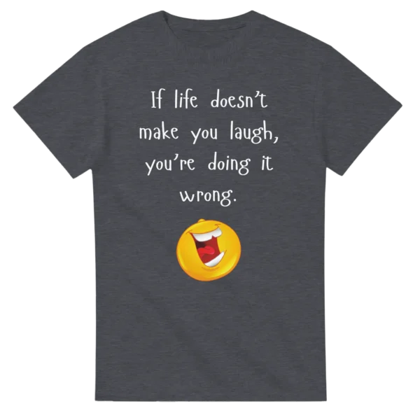 Laugh More! Funny Quote and Emoticon Heavyweight Unisex Crewneck T-shirt , Gildan 5000
