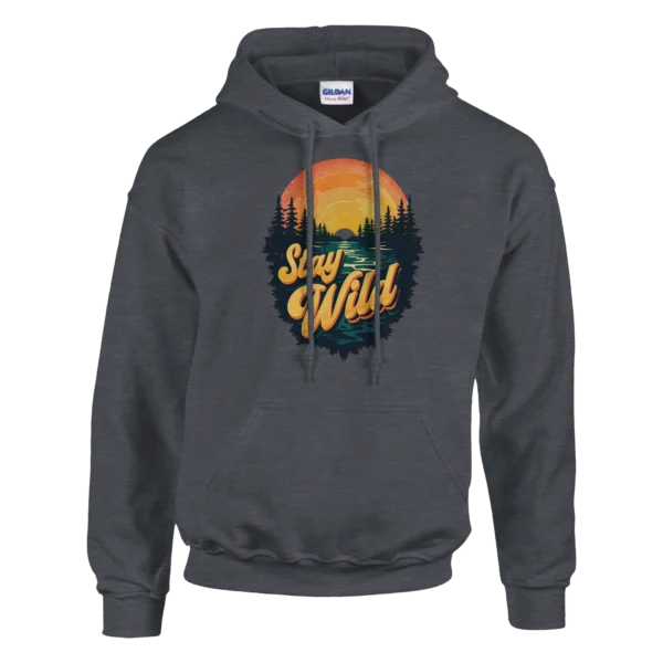 Stay Wild Retro Sunset Unisex Hoodie , Gildan 18500