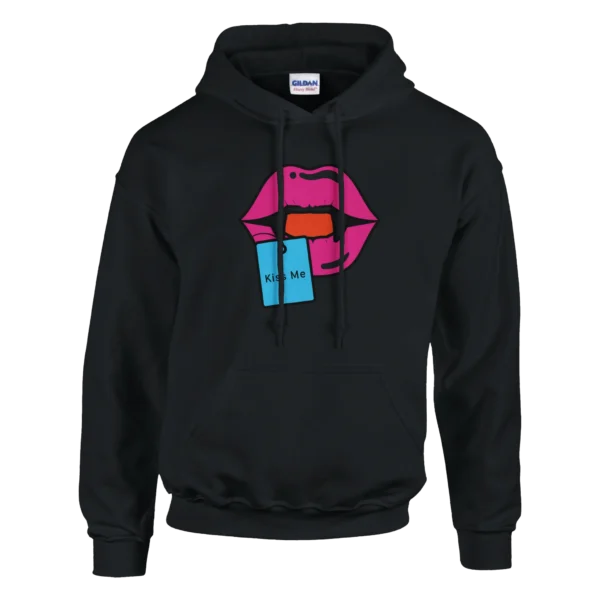 Vampire Kiss Me Lips Hoodie , Bold Pop Art Pullover for Edgy Style