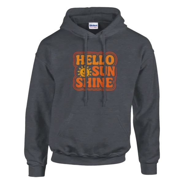 Retro 'Hello Sunshine' Pullover Hoodie , Classic Unisex Comfort and Style
