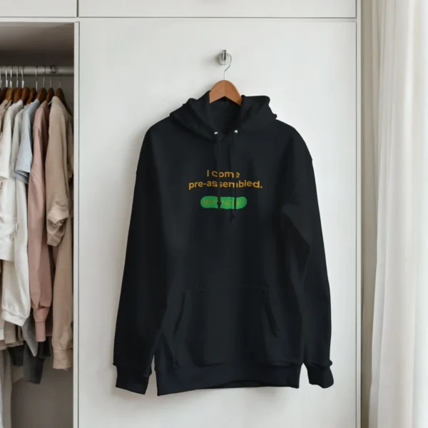 Pre-Assembled Comfort: Classic Unisex Pullover Hoodie , Gildan 18500 in Dark Heather and Black