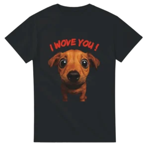 Irresistible 'I Wove You!' Puppy Love Heavyweight Unisex Crewneck T-shirt , Gildan 5000