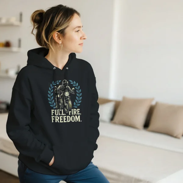 Fuel. Fire. Freedom. Motorcycle Enthusiast Unisex Hoodie , Gildan 18500