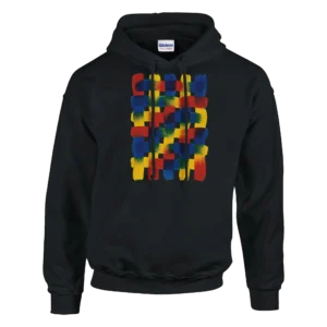 Abstract Artistry Hoodie , Vibrant Woven Colors Pullover , Gildan 18500