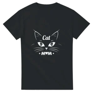 Purr-fect Cat Mom Life: Heavyweight Unisex Crewneck T-shirt , Gildan 5000 in Your Choice of Dark Heather or Black