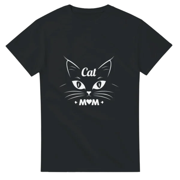 Purr-fect Cat Mom Life: Heavyweight Unisex Crewneck T-shirt , Gildan 5000 in Your Choice of Dark Heather or Black