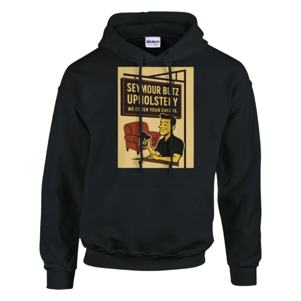 Retro Upholstery Humor Pullover Hoodie , Classic Unisex Comfort