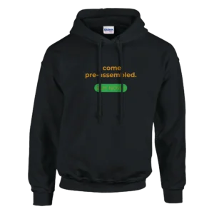 Pre-Assembled Comfort: Classic Unisex Pullover Hoodie , Gildan 18500 in Dark Heather and Black