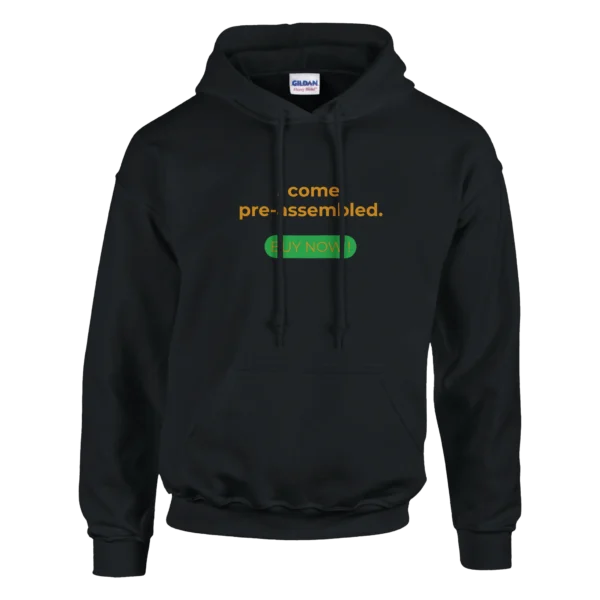 Pre-Assembled Comfort: Classic Unisex Pullover Hoodie , Gildan 18500 in Dark Heather and Black