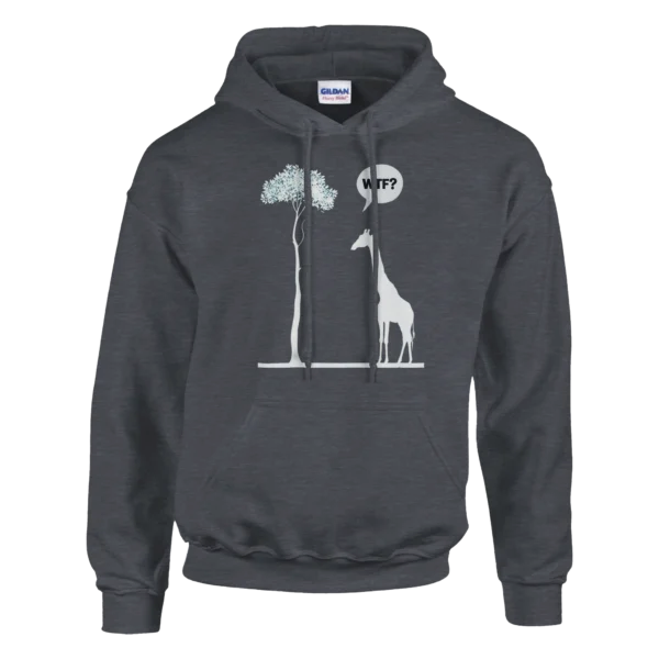 WTF? Humorous Giraffe and Red Tree Classic Unisex Pullover Hoodie , Gildan 18500